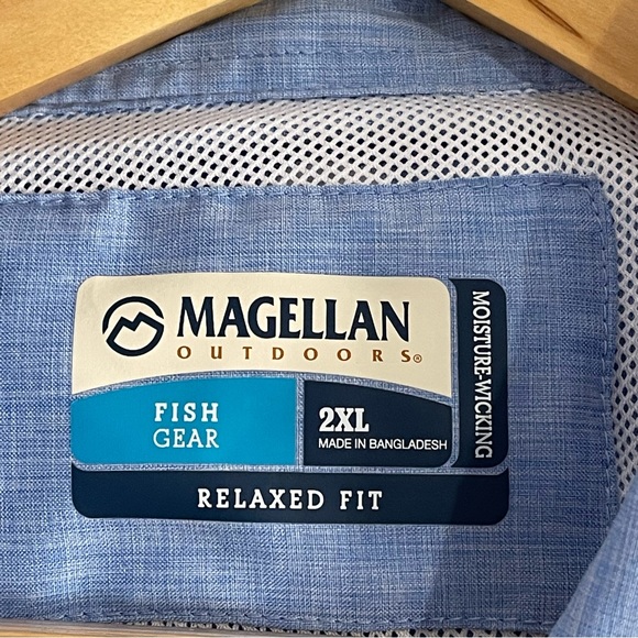 Magellan Relaxed Fit Fishing Shirt Men’s 2XL Light Blue Vented Moisture Wicking - Picture 3 of 7